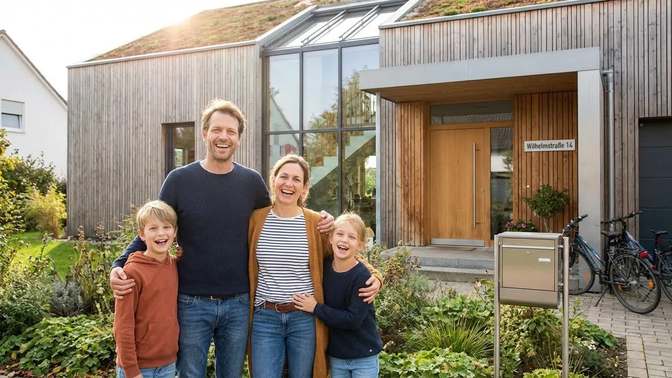 Glückliche Familie in ihrem Smart Home