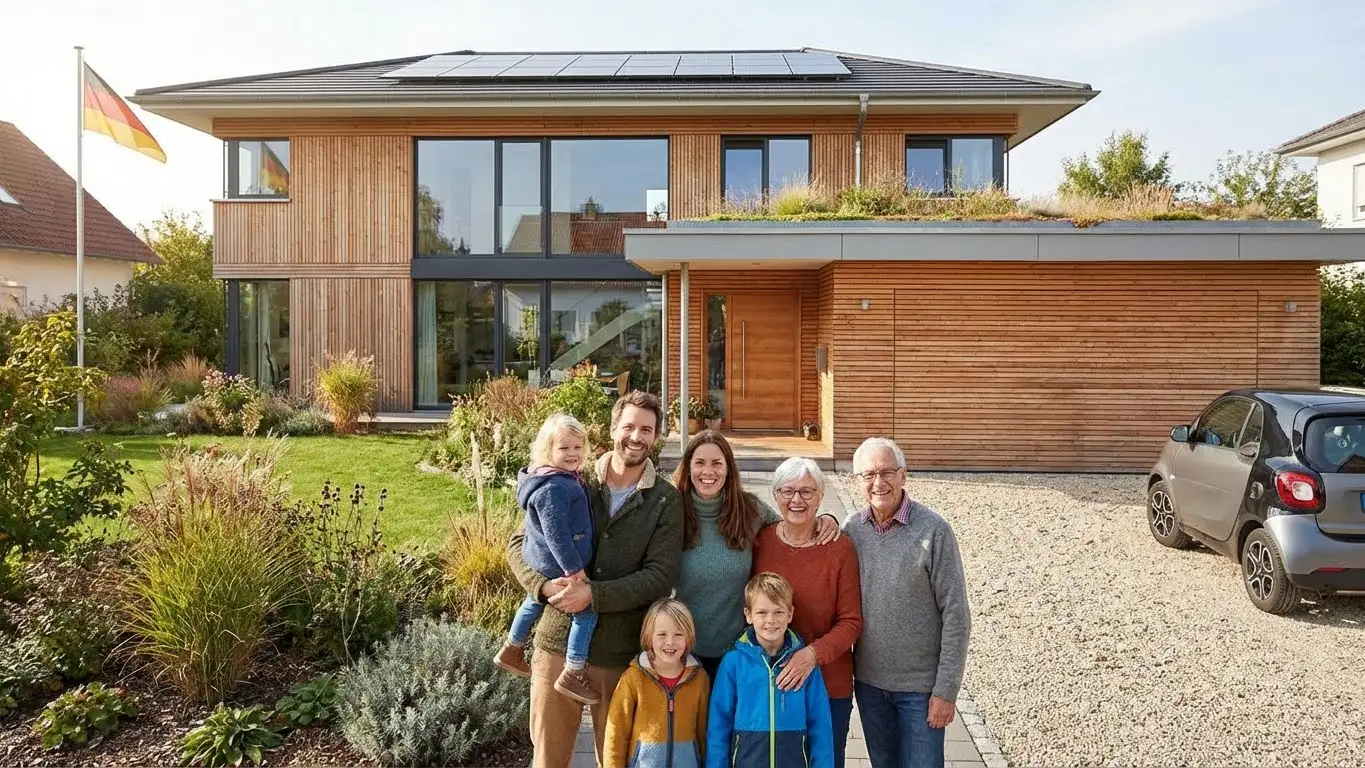 Glückliche Familie in ihrem Smart Home