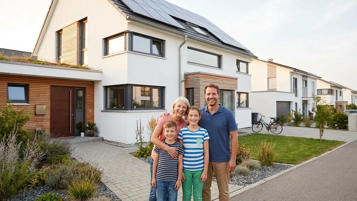 Glückliche Familie in ihrem Smart Home